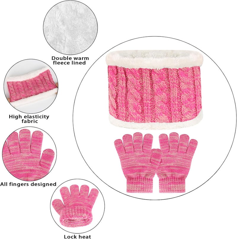 Machomby Kids Hat Scarf Gloves Set, Kids Winter Beanie Hat Scarf Gloves Set with Knit Thick Warm Fleece Lined for 1-6 Years Old - Image 5